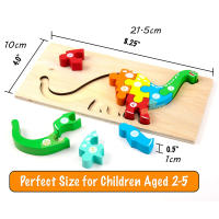 Rompecabezas Montessori de madera para niños pequeños, juguetes Montessori para niños pequeños de 2, 3, 4 y 5 años, rompecabezas 3D superior, juguete educativo de dinosaurio - details 7