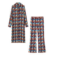 Conjunto de Pantalones para Mujer OUWU Top con Cuello Informal, Estampado a la Moda, Pantalones para el Vientre, Nuevo Conjunto de Pantalones para Primavera - details 3