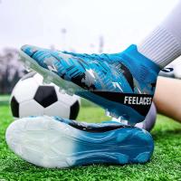 Venta al por mayor de zapatos de fútbol para hombres, botas de entrenamiento con tacos de fútbol para interiores y exteriores de gran tamaño con plantilla de goma y malla para niños - details 9