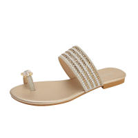 Nuevas sandalias romanas de playa 2025 de Sandalia para mujer en verano, hebilla de un solo botón y pequeño clip de abeja en el pie con un diamante - details 2