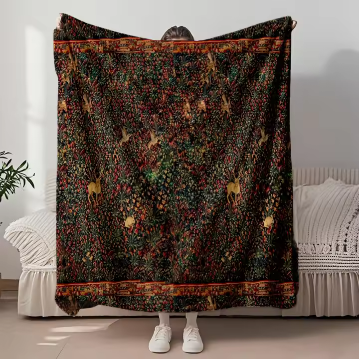 Manta acogedora de franela destacada, colección de patrones P Chan, manta de viaje Vintage, manta con transpirable que absorbe la humedad - 1