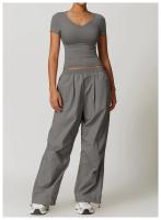 Tops de Yoga de lana a prueba de golpes para mujer, camiseta ajustada informal de manga corta para correr, Pilates, ropa de Fitness, Camiseta deportiva fina de secado rápido - details 15