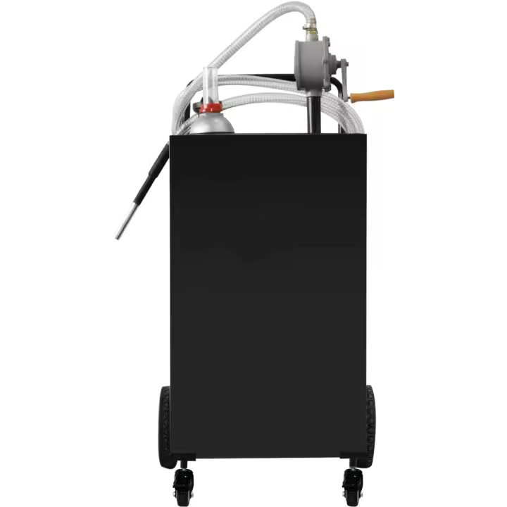 SucceBuy Bidón de combustible de 30 galones, tanque de almacenamiento de gasolina con 4 ruedas y bomba manual, contenedor de gasolina y diésel para automóviles, cortadoras de césped, vehículos todo terreno, barcos y más, negro - 1