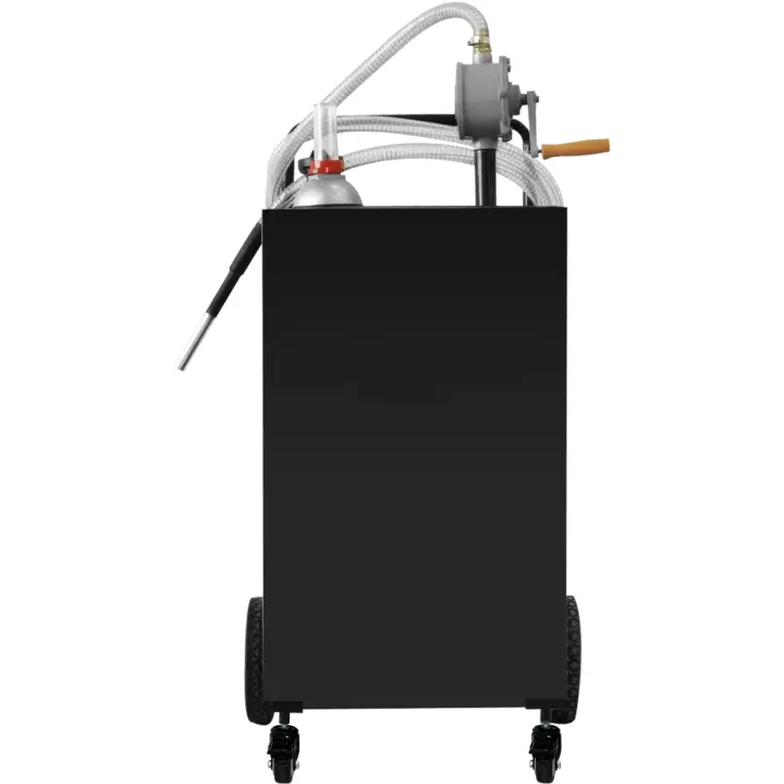 SucceBuy Bidón de combustible de 30 galones, tanque de almacenamiento de gasolina con 4 ruedas y bomba manual, contenedor de gasolina y diésel para automóviles, cortadoras de césped, vehículos todo terreno, barcos y más, negro - 1