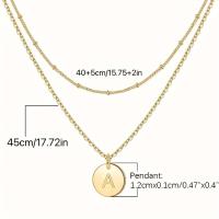 Collar Con Inicial En Capas Con Letras Inglesas Para Mujer, Chapado En Oro De 14 edredones, Collar Delicado Con Capas Doradas Par - details 3