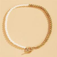 Collar de cadena con perlas de imitación para mujer, Gargantilla clásica Vintage con cierre OT, Color dorado, regalo de joyería 2023 - details 1