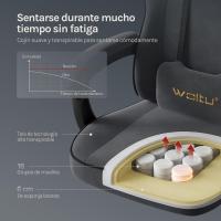Silla de Oficina de Metal con Respaldar y Soporte Lumbar Asiento Amplio y Lleno de Cojín, Diseño de Malla Gris, GS11gr - details 39