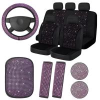 Juego de accesorios de coche para mujer, Kit de funda de asiento transpirable brillante para volante de cristal, 15 piezas - details 9