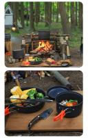 Batería de cocina para acampada, batería de picnic portátil para 2-3 personas, juego de hervidor y sartén - details 18