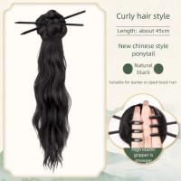 Horquilla para el pelo, cola de caballo larga ondulada y rizada, nuevo estilo chino, moño de flores, peluca con pinza, cola de caballo esponjosa, postizo, Cheongsam - details 8