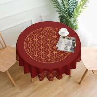Mantel circular mandala, flor de loto de la vida, impermeable, resistente al aceite, 60 pulgadas, forma geométrica sagrada - details 10