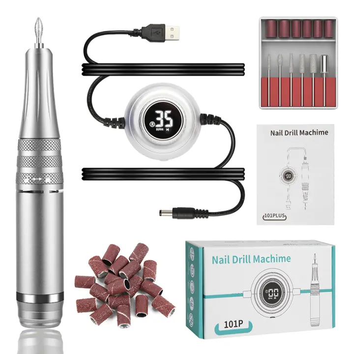 Máquina Pulidora Eléctrica para Uñas Taladro Recargable de 35000RPM Juego de Manicura Profesional - 1
