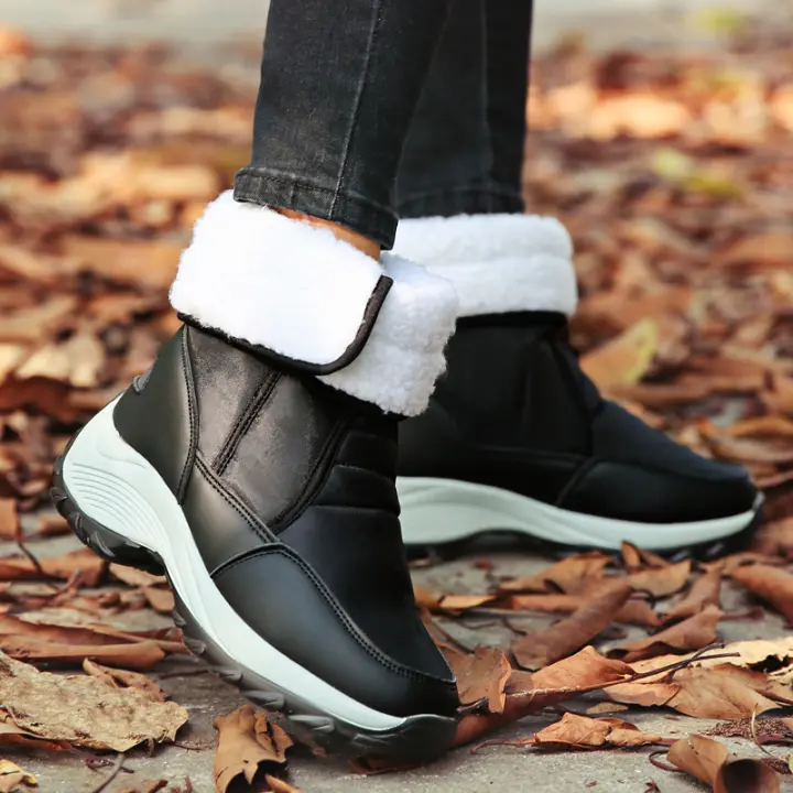 Botas de nieve cálidas para mujer, zapatos deportivos de fondo grueso, de terciopelo, resistentes al desgaste, invierno - 1