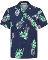 Camisa hawaiana de moda de verano, camisa casual de playa Aloha con estampado de cocoteros y botón grande de manga corta 6XL para hombre - details 13