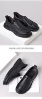 Zapatos casuales de cuero de los hombres de la cabeza redonda de primavera diario de cuero zapatos de los hombres de un pedal antideslizante mocasines de primera capa de cuero de vaca papá zapatos - details 7