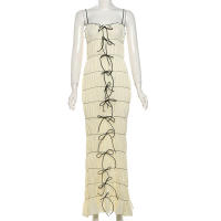 2024 Primavera/Verano ropa de mujer temperamento de nicho estilo socialité francés encaje plisado hasta la cintura vestido con tirantes ceñidos - details 10