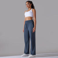 Pantalones de oficina sueltos de cintura alta informales de pierna ancha para mujer, pantalones de baile - details 5