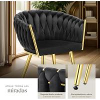 Acolchada con Reposabrazos, Diseño Anudado, Estructura de Acero, Cocina, Sillas Comedor Nordica - 2 Sillas - details 1