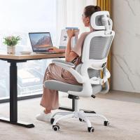 Silla de oficina de escritorio, de malla, con ruedas, ergonómica, altura regulable, giratoria, color gris - details 0