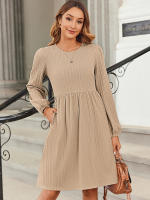 2024 Otoño/Invierno nuevas mujeres Jacquard tejido cuello redondo burbuja manga larga Ds - details 1