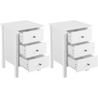 Mesitas de Noche de 3 cajones Mesitas de Noche de Estilo Moderno Estructura Robusta Cajones espaciosos para Dormitorio, Pasillo, balcón, salón 40x40x60 cm Blanco - details 6