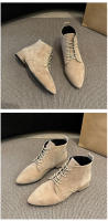Ots cortos de estilo británico para mujer, ots de piel de color sólido con cordones, tacón grueso, talla grande, otoño e invierno - details 8
