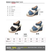 Sandalias de cuña de suela gruesa Muffin, sandalias de Velcro informales versátiles a la moda europea y americana para mujer - details 0