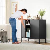 Armario de Metal con 2 Puertas y 1 Estante Ajustable Diseño de Escritorio para Oficina en Casa, Dormitorio, Baño, Sala de Estar Negro - details 6