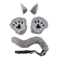 Faux Fur Fox Cat Ears Hair Clip Tail Gloves Set Fluffy Wolf Fox Cosplay Costume Animal Dress Up Fancy Dress Accessories Halloween Role Play Party Costume Couples sex toys - details 7