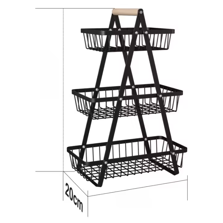 Cesta De Frutas De Tres Niveles Para Encimera Organizador De Cocina Almacenamiento Y Sala De Comedor Material Duradero - 1