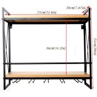 21,6in Botellas Estantería, Soporte para Vino Colgante de Metal Rústico, Fácil de Instalar Soporte para Vino para Cocina, Bodega, Bar - details 2