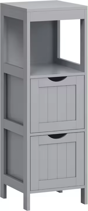 Madera Armario para baño Armario de almacenaje Botiquín Mesita de Noche Rinconera 2 Cajones Blanco - 1