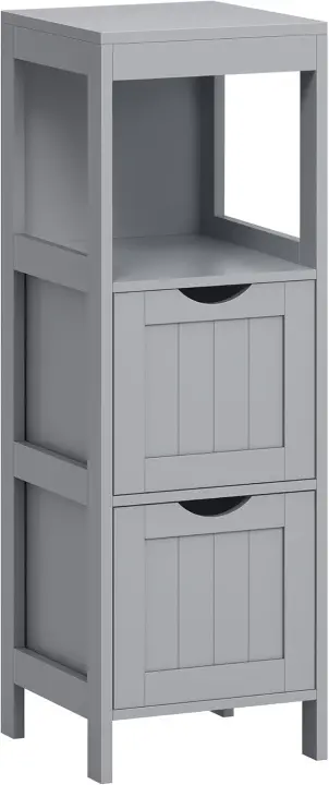 Madera Armario para baño Armario de almacenaje Botiquín Mesita de Noche Rinconera 2 Cajones Blanco - 1