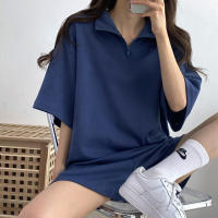 Traje deportivo de mujer con cremallera de color sólido, verano 2025, nuevo, holgado, delgado, top y pantalones cortos casuales de dos piezas. - details 9