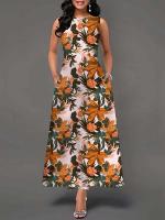 Women's Boho Long Dress Elegant Sleeveless Floral Print Casual Beach Party Summer Dress - details 45