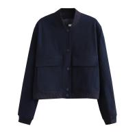 BUNO-Chaqueta Bomber de manga larga de Color liso para mujer, abrigo Vintage con cremallera a la moda, Tops, chaquetas básicas holgadas elegantes para mujer - details 30