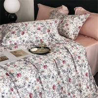 Svetanya Juego de Ropa de Cama con Diseño Floral Pastoral en Amarillo y Morado Tamaño Queen y King Algodón Egipcio Ajustable - details 2