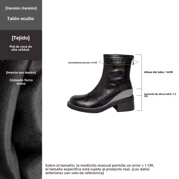 Cuadrado Versátil Vintage Bough Heel Británico Commuter Chelsea Botas - 1