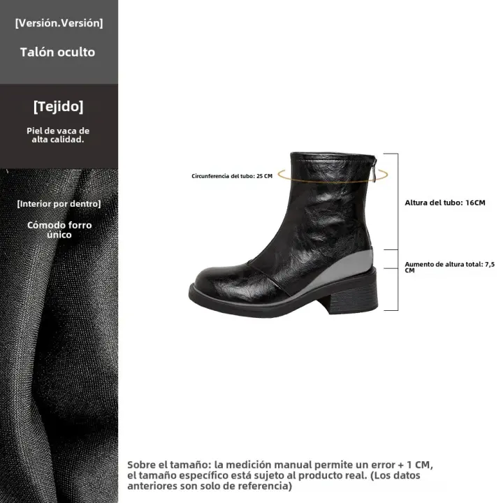 Cuadrado Versátil Vintage Bough Heel Británico Commuter Chelsea Botas - 1