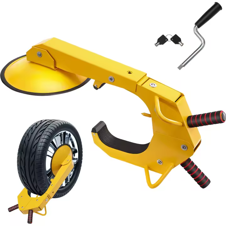 SucceBuy Abrazadera de bloqueo de rueda resistente, bloqueo de arranque de neumático antirrobo ajustable para remolques, vehículos recreativos, automóviles, camiones y SUV, 1 paquete - 1