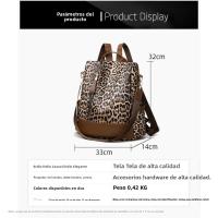 2025 nueva tendencia de moda mochila con estampado de leopardo simple mochila antirrobo de gran capacidad de viaje versátil informal para mujer - details 0