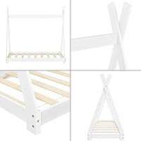 Cama para niños Tipi Carpa Indio 80x160 cm Marco de cama para niños Cama de Pino macizo Blanco