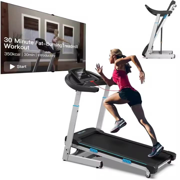 WELLFIT Cintas de correr plegables y resistentes para el hogar, 4.0HP para 400lb+ Capacidad de peso 6.5ft+, 95% ensambladas, Cinta de correr con ajuste - 1