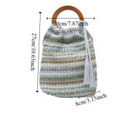 Bolso tejido de arcoíris de estilo bohemio, bolso de mano con borlas, bolso de cubo de verano, bolso de ganchillo tejido dulce para playa, vacaciones - details 1