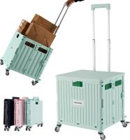 Carrito de Utilidad Plegable Portátil Caja de Herramientas con Tapa Cesta para Compras con 4 Ruedas Giratorias Ideal para Compras, Oficina, Viajes, Acampar - details 0