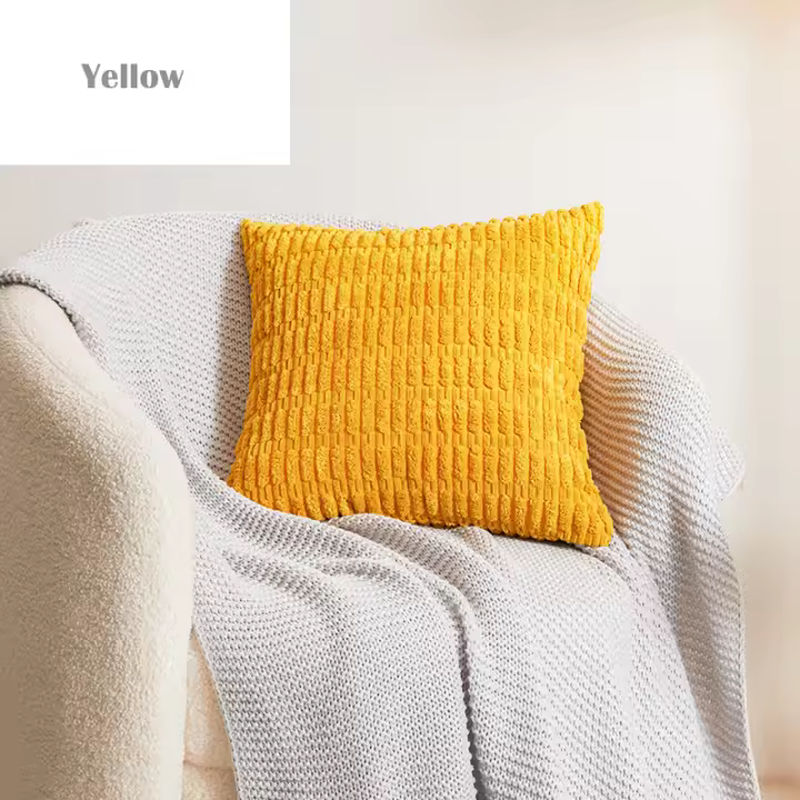Funda de Cojín de Lujo con Rayas de Trigo Corduroy Espeso Suave y Cálido para Decoración de Sofá y Coche Producto Normal Fabricado en China - 1