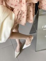 Diamante de imitación francés con zapatillas geniales tacón grueso cabeza puntiaguda bolsa cabeza media zapatillas tacones altos - details 16