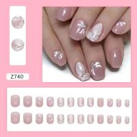 24 uñas postizas cuadradas de color morado francés blanco puro, juego completo, puntas de uñas removibles, venta al por mayor - details 4