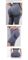 Pantalones cortos de yoga elásticos para mujer, mallas de compresión de cintura alta con control de barriga, fruncidos, sin costuras, levantamiento de glúteos, entrenamiento en el gimnasio - details 8