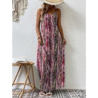 Vestido largo de verano sin mangas para mujer, estampado vintage, elegante cuello en V para fiesta en la playa - details 2